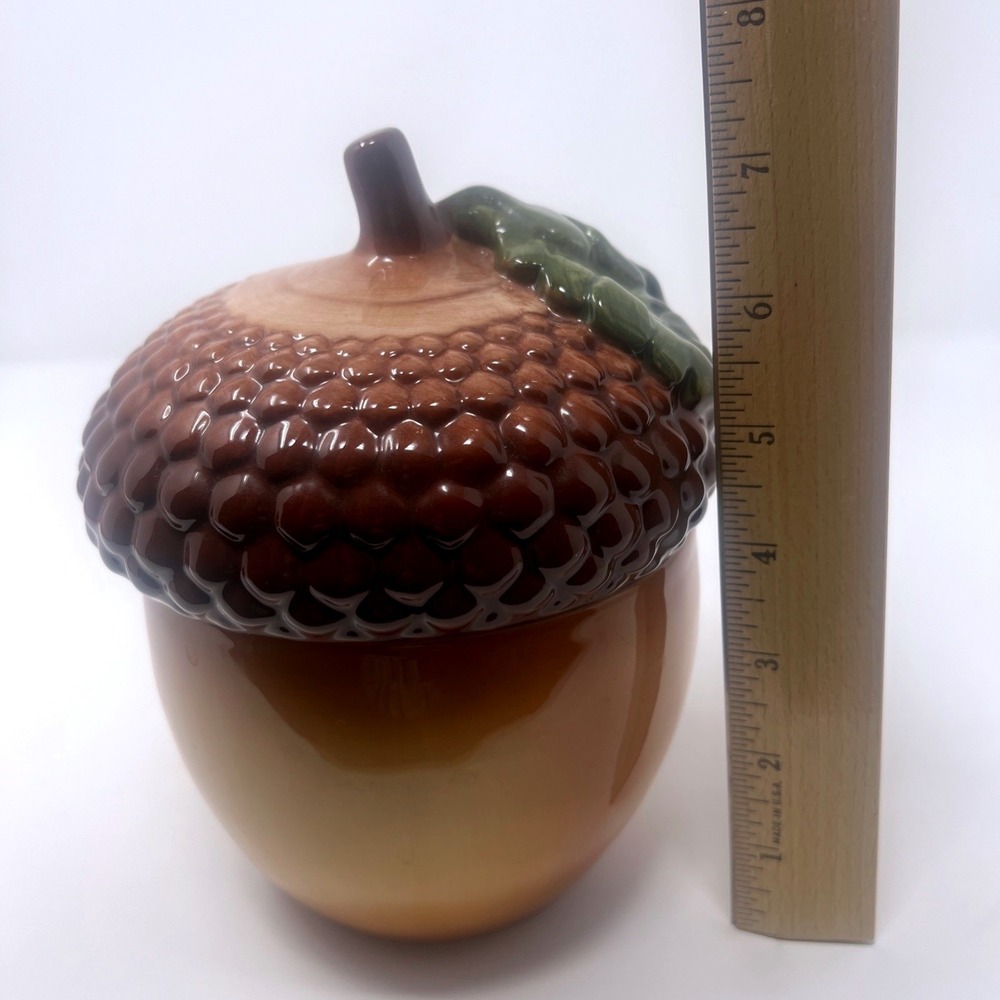 Vtg. Fall Ceramic Acorn‎ Candy/Cookie  Cannister/ Jar With Lid - Picture 11 of 16